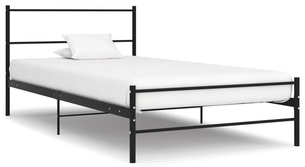 vidaXL Cadru de pat, negru, 90 x 200 cm, metal