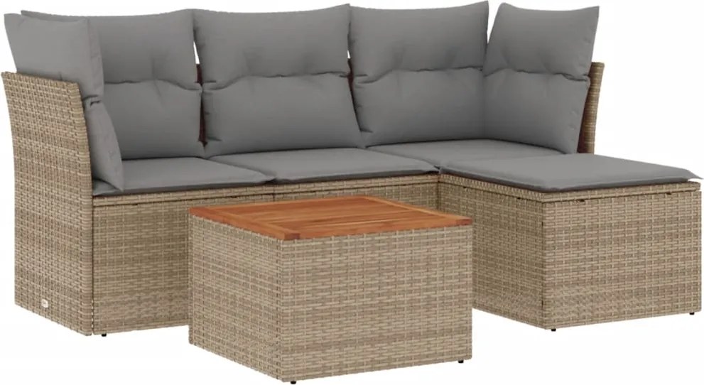 vidaXL Set canapele de grădină cu perne, 5 piese, bej, poliratan