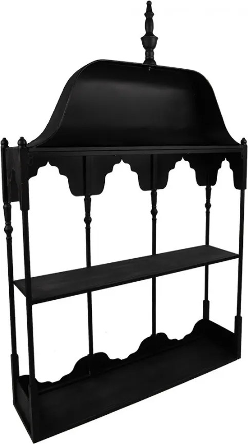 Etajera de perete, neagra, din metal, cu 1 raft, Bica
