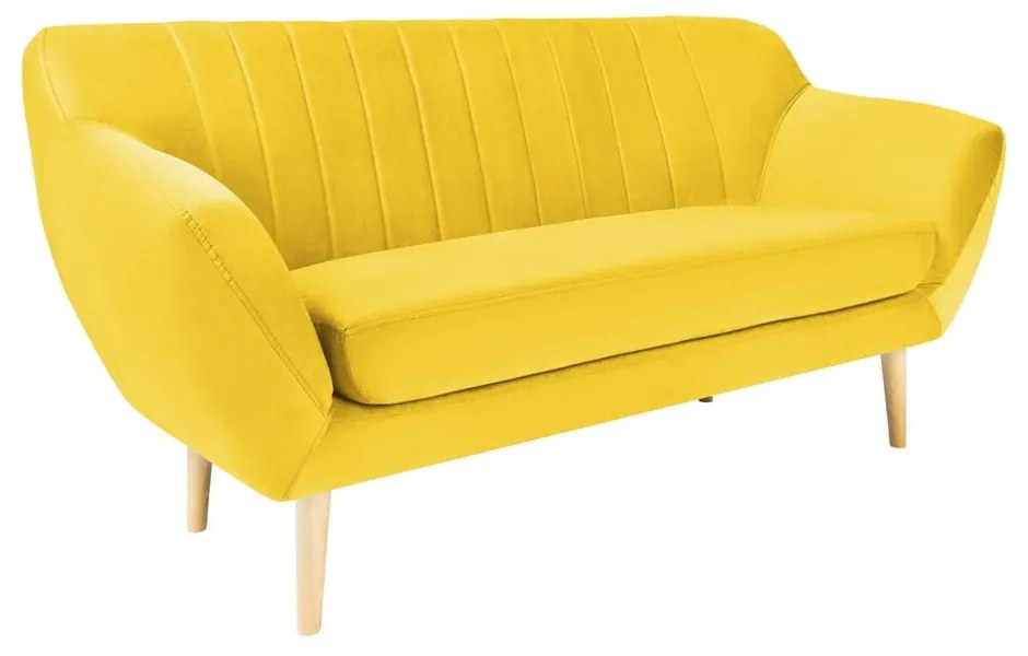 Canapea cu tapițerie din catifea Mazzini Sofas Sardaigne, 158 cm, galben