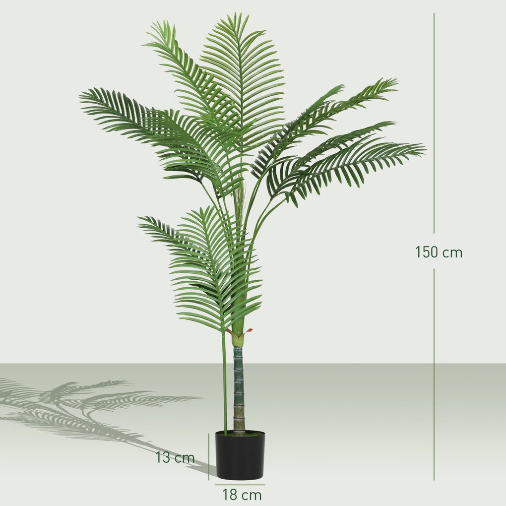 HOMCOM Palmă Artificială Areca înaltă de 150 cm, Plantă Falsă Realistă pentru Interioare cu Vas, Decorațiune pentru Casă și Birou, Verde | Aosom Romania