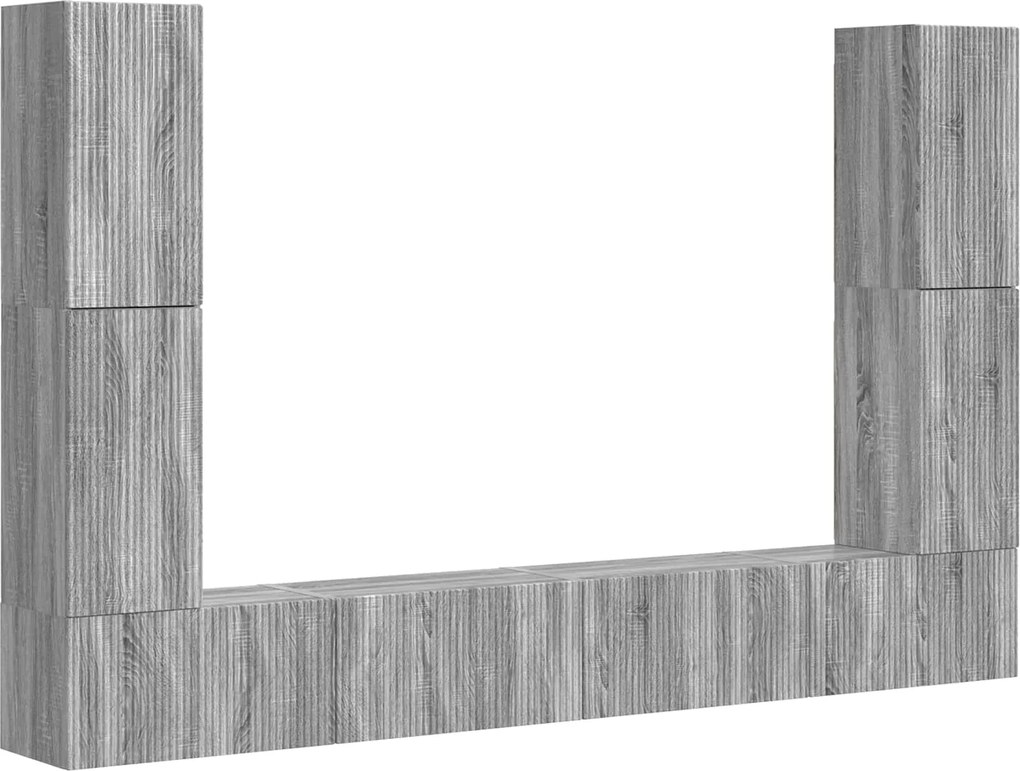 vidaXL Set comodă TV 8 pcs Gri Sonoma Lemn compozit