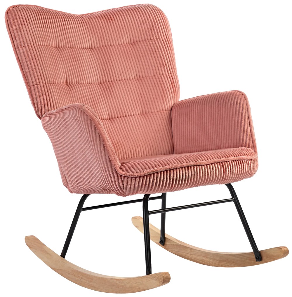 HOMCOM Fotoliu cu leagăn, Fotoliu de relaxare, Scaun cu leagăn, rezistent până la 120 kg, Poliester, 98 x 71 x 101 cm, Roz | Aosom Romania