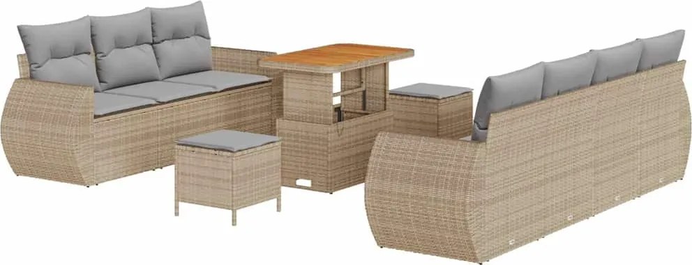 vidaXL Set de canapele pentru grădină 10 pcs Beige și gri deschis