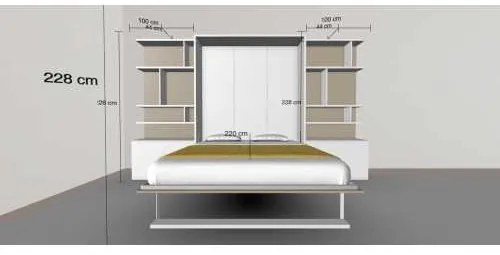 Set pat rabatabil dublu cu somiera inclusa si 2 biblioteci(100 cm) - ROYAL 160 BIG BOOKCASES SET (160X200)