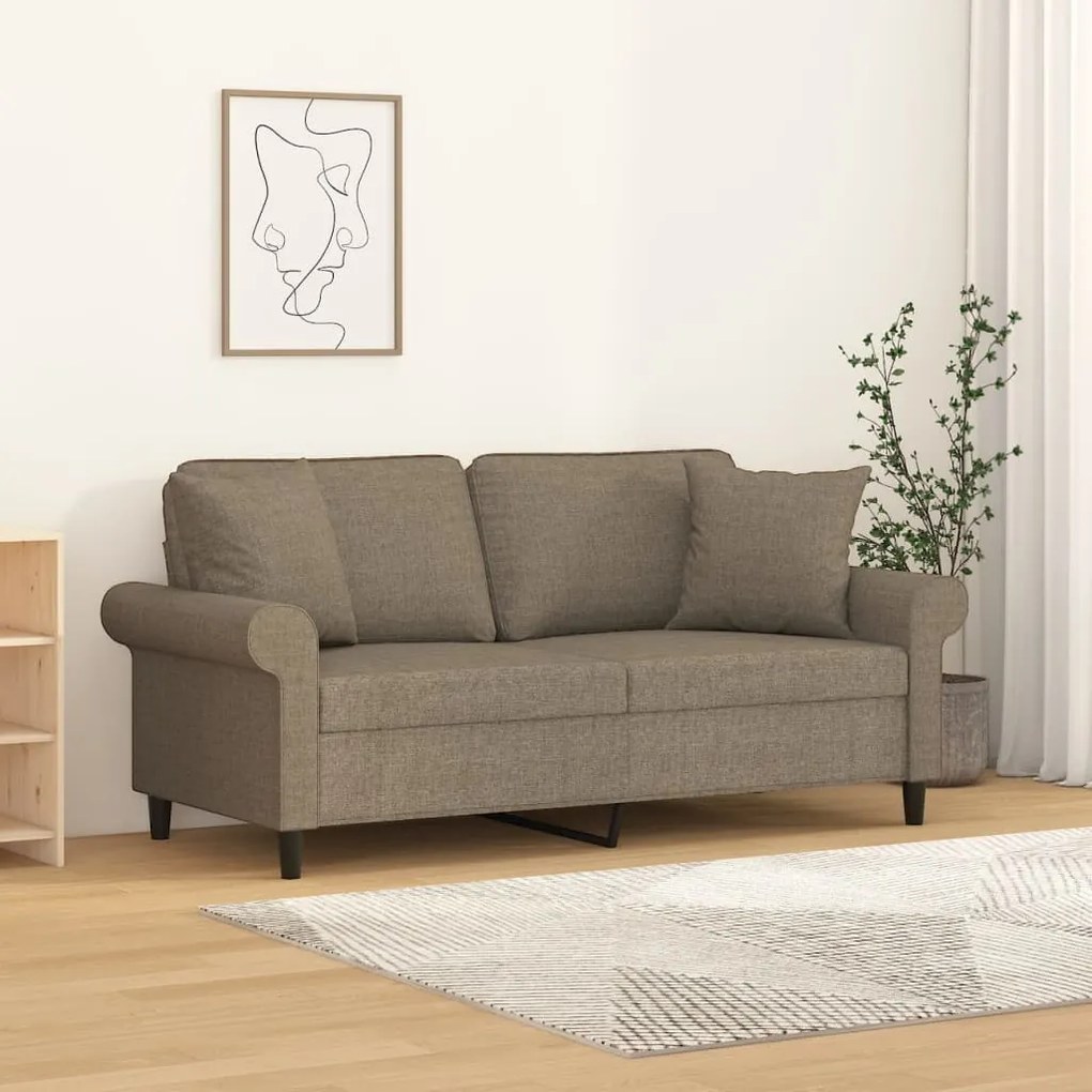 3153248 vidaXL Canapea cu 2 locuri cu perne&pernuțe gri taupe 140 cm textil