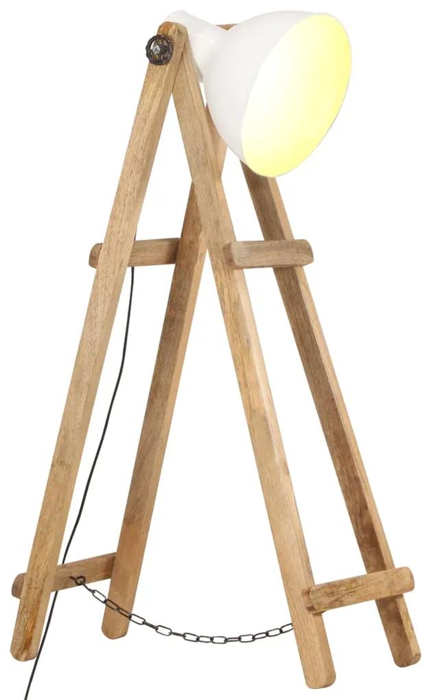 Lampa de podea, alb, lemn masiv de mango, E27 1, Alb, 1