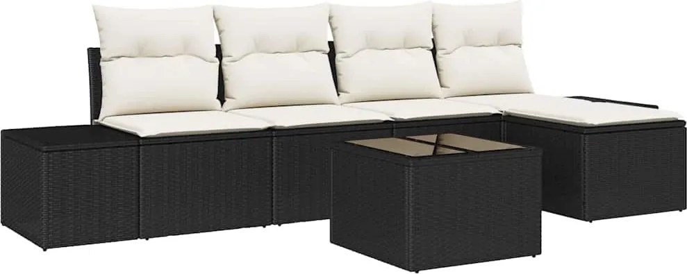 vidaXL Set de canapele pentru grădină 5 pcs Maro și Crem poliratan