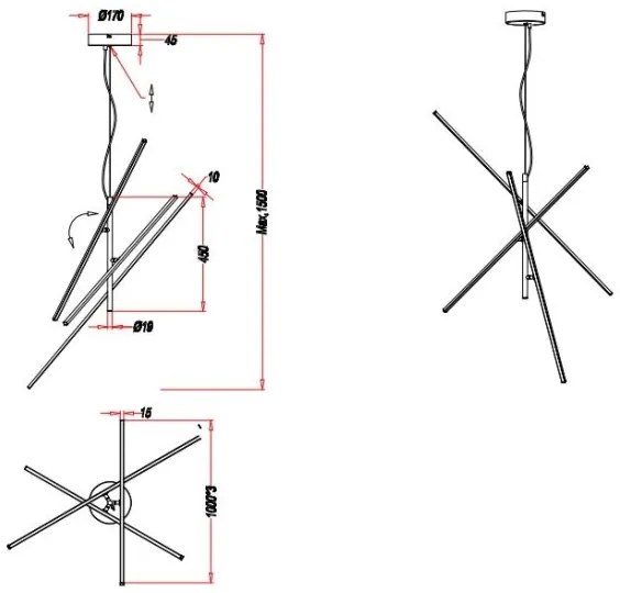 Lustră LED pe cablu dimabilă TIRIAC 3xLED/8,5W/230V Trio