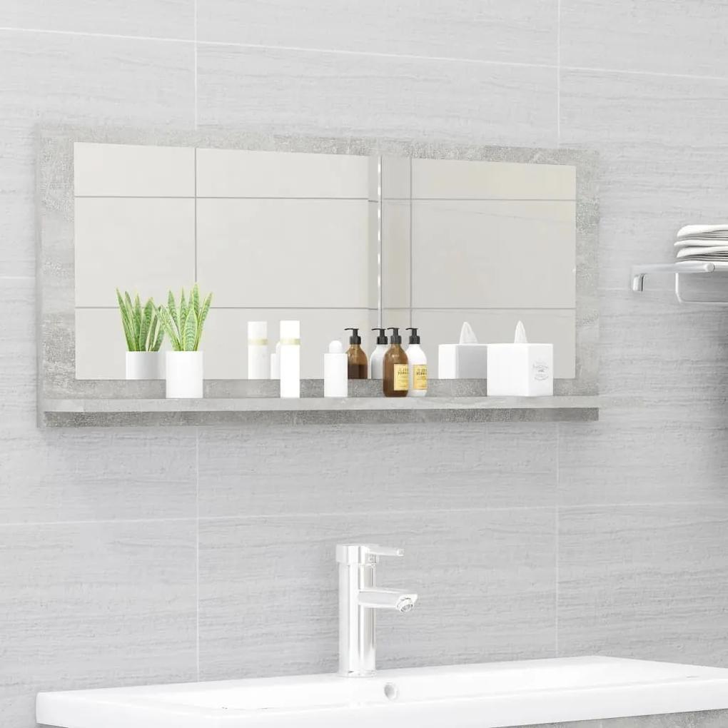 Dulap de baie cu oglinda, gri beton, 90 x 10,5 x 37 cm, PAL Gri beton, 90 cm