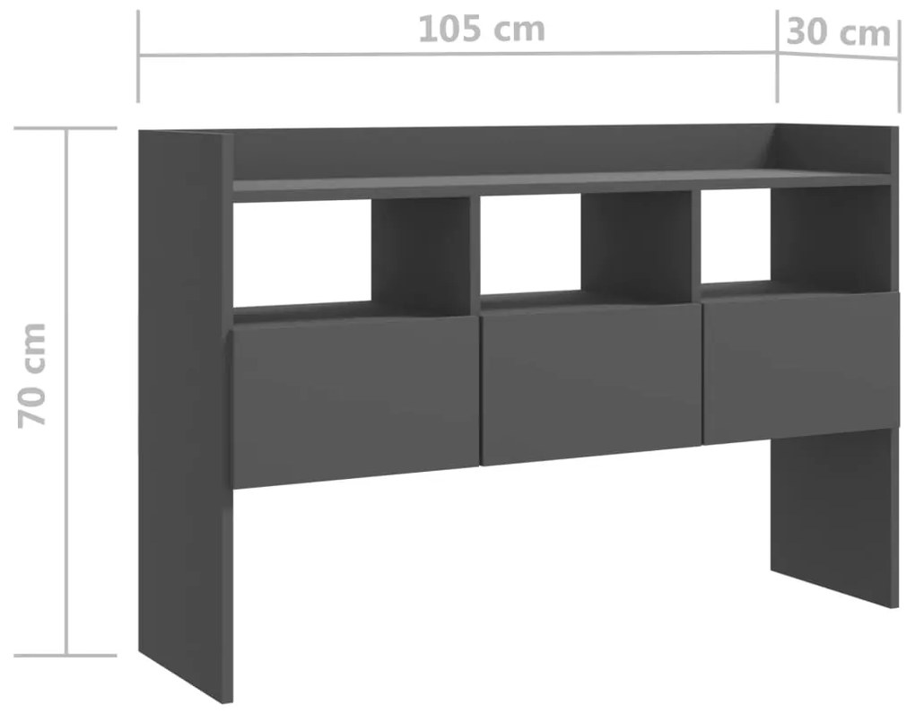 Servanta, gri, 105x30x70 cm, PAL 1, Gri