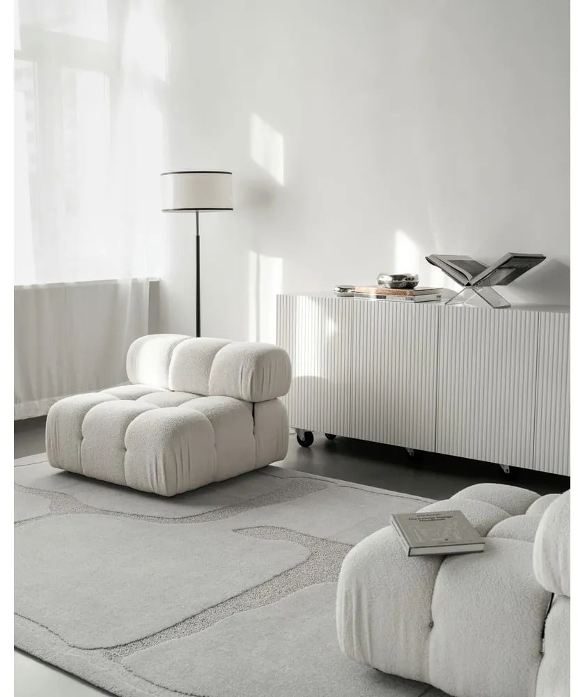 Covor gri deschis din lână 133x190 cm Morphic Organica – Agnella