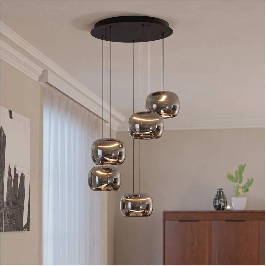 Eglo 390434 - Lustră LED dimmabilă pe cablu HORTUNAS 5xLED/5,8W/230V negru/fumuriu