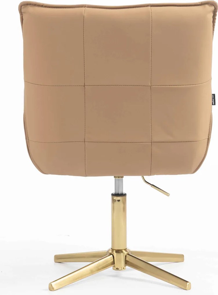 HR560CROSS Scaun Caramel Piele Ecologica Premium Soft cu Bază Aurie