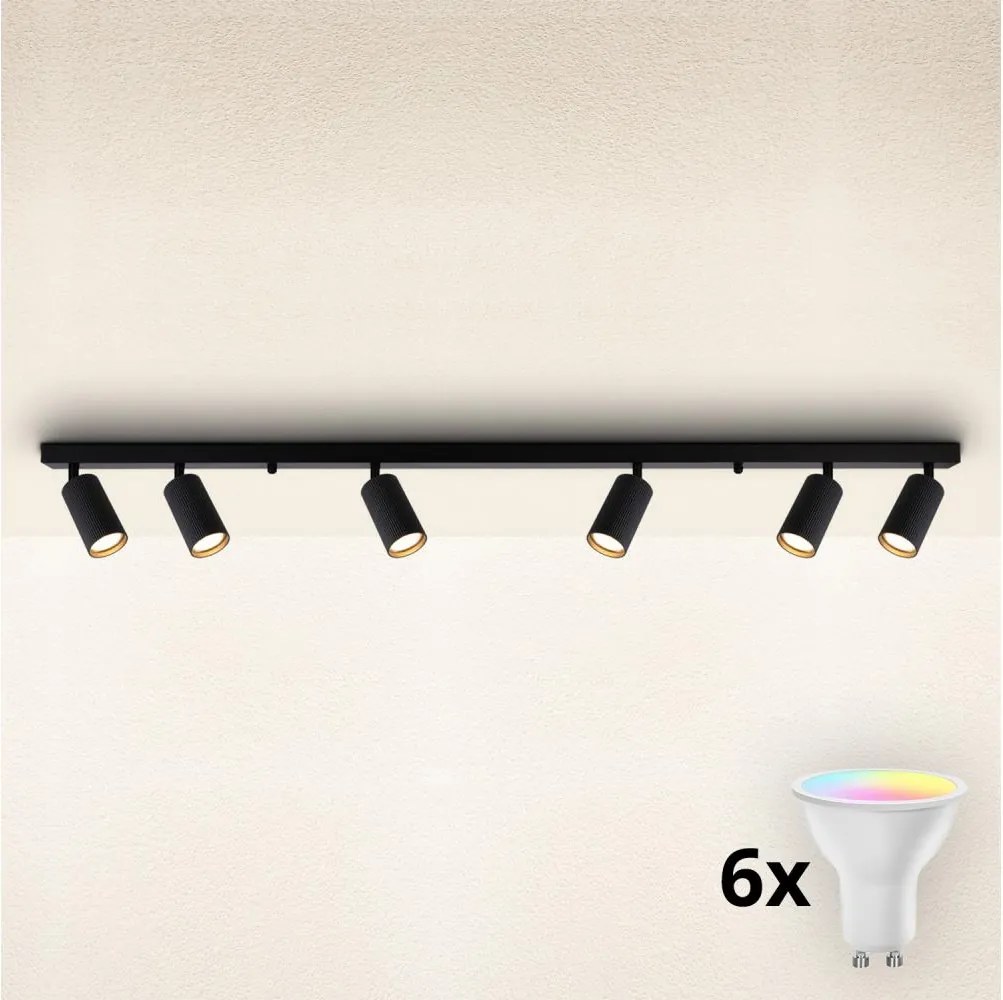 Brilagi - Plafonieră LED RGBW reglabilă SELE MODERN, 6x GU10, 6,5W, 230V, Wi-Fi, negru