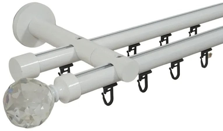 Galerie dubla Kula crystal teava profil alb 19mm/19mm (Alege marime: 300 cm)