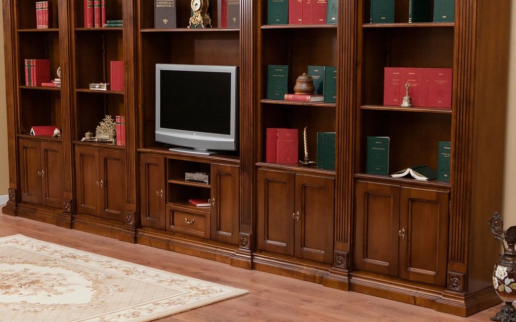 Bibliotecă lemn masiv Augustine, 447 × 41 × 238 cm
