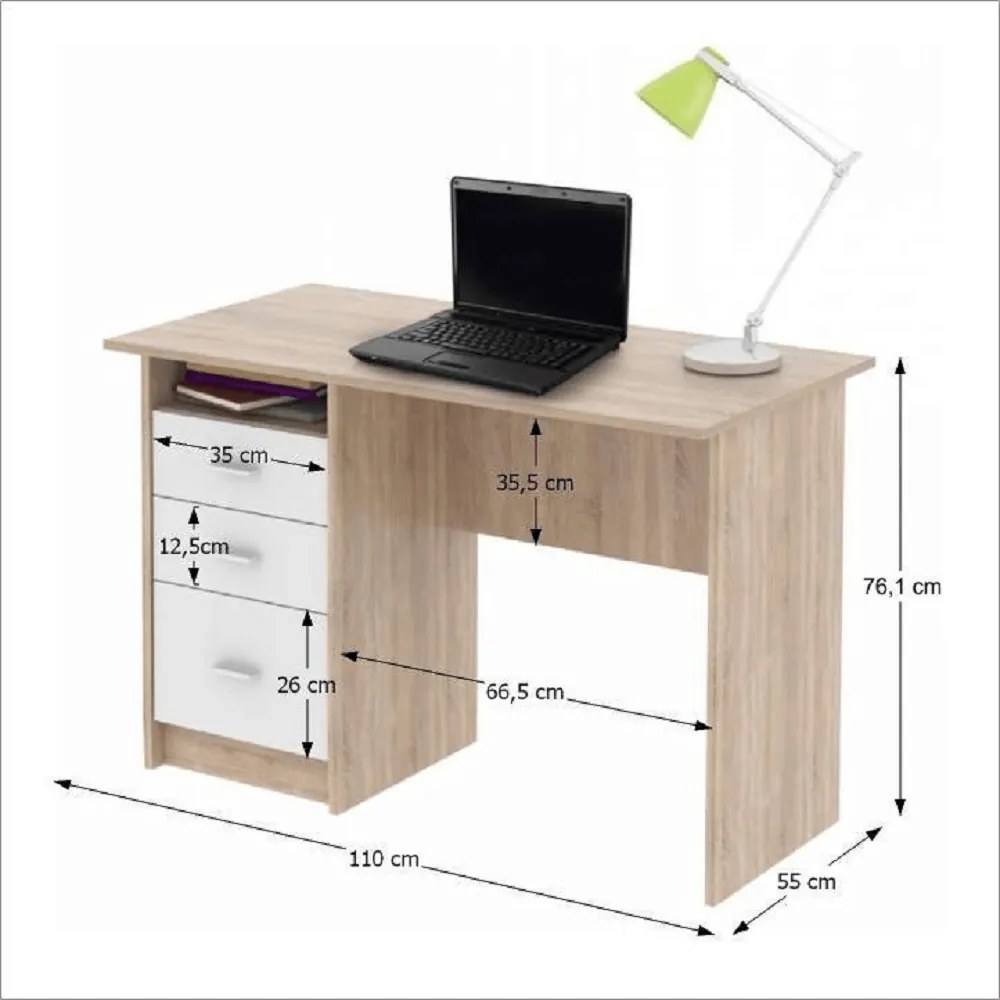 Masă PC Spencer (stejar sonoma + alb). 752329
