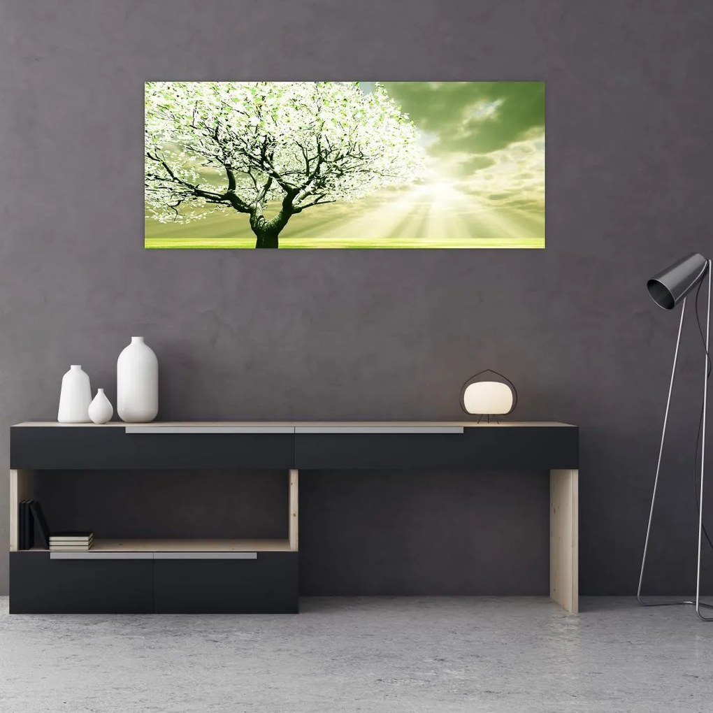 Tablou cu copaci pe luncă (120x50 cm)