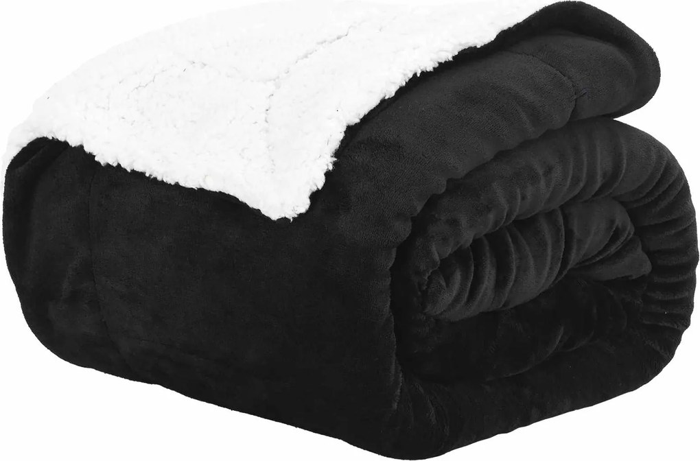 vidaXL Pătura de aruncat Negru 150 x 200 cm Molton