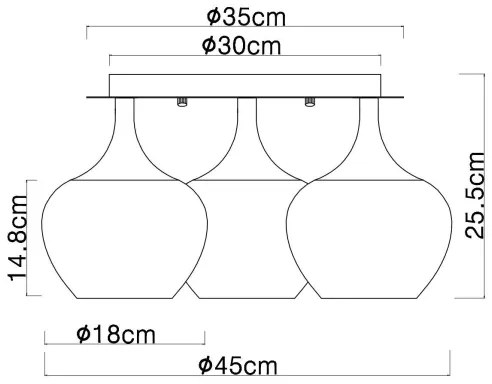 Lustră aplicată Globo 15548-3DG MAXY 3xE27/40W/230V