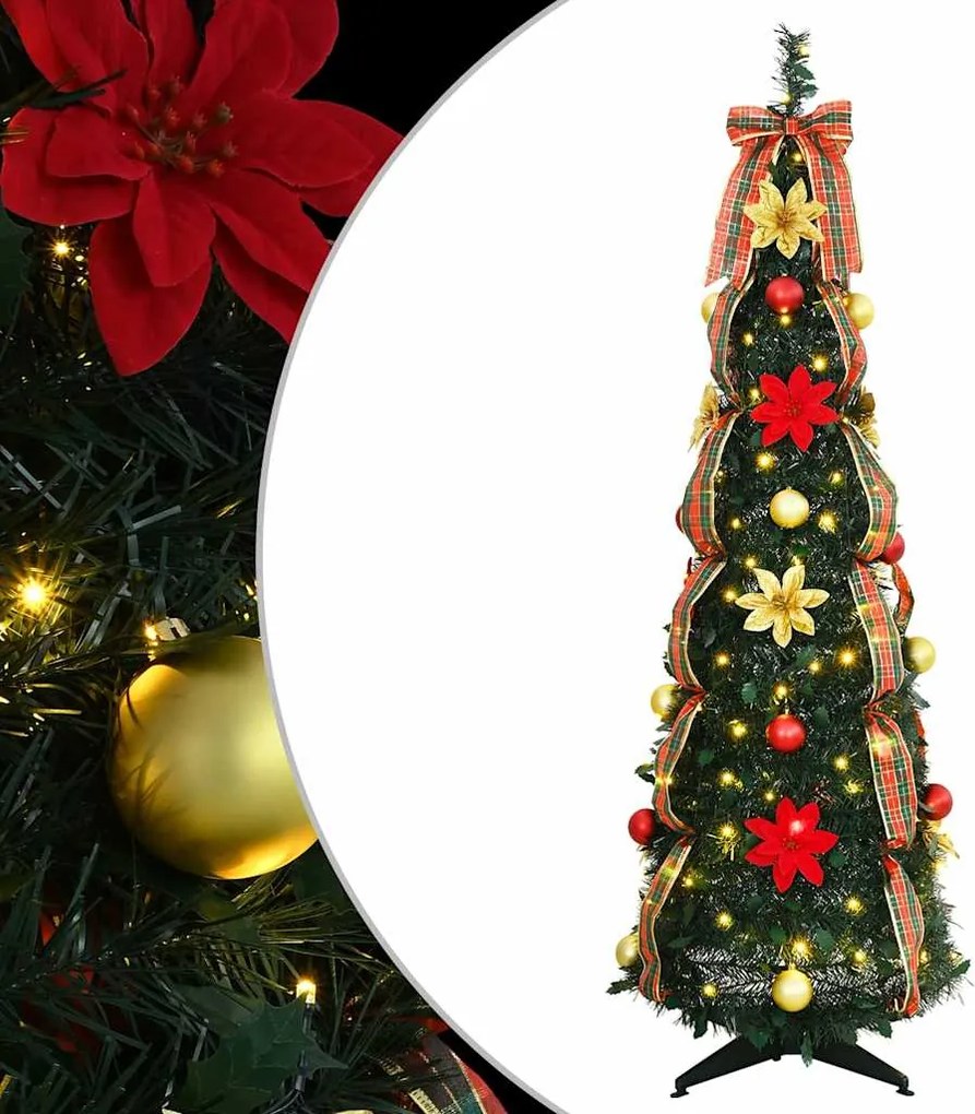 vidaXL Brad de Crăciun artificial cu 100 LED Verde 155 cm PVC