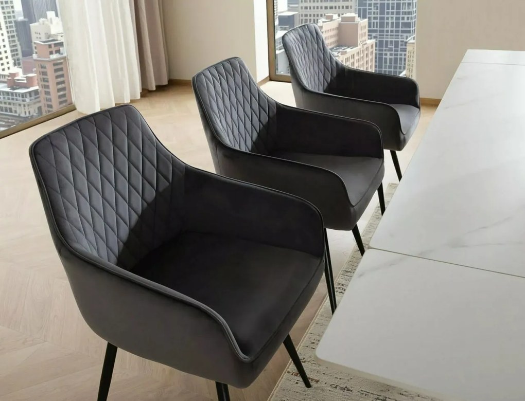 Scaun rotativ Marlo velvet gri/negru Blu14