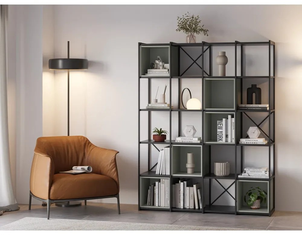 Bibliotecă verde/neagră 140x179 cm Anya – Marckeric