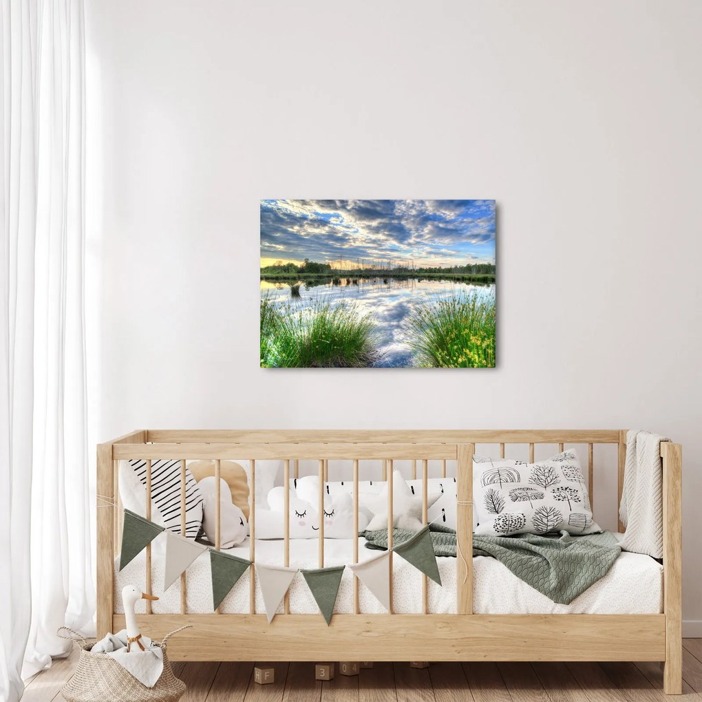Tablou cu lac și trestie (70x50 cm)