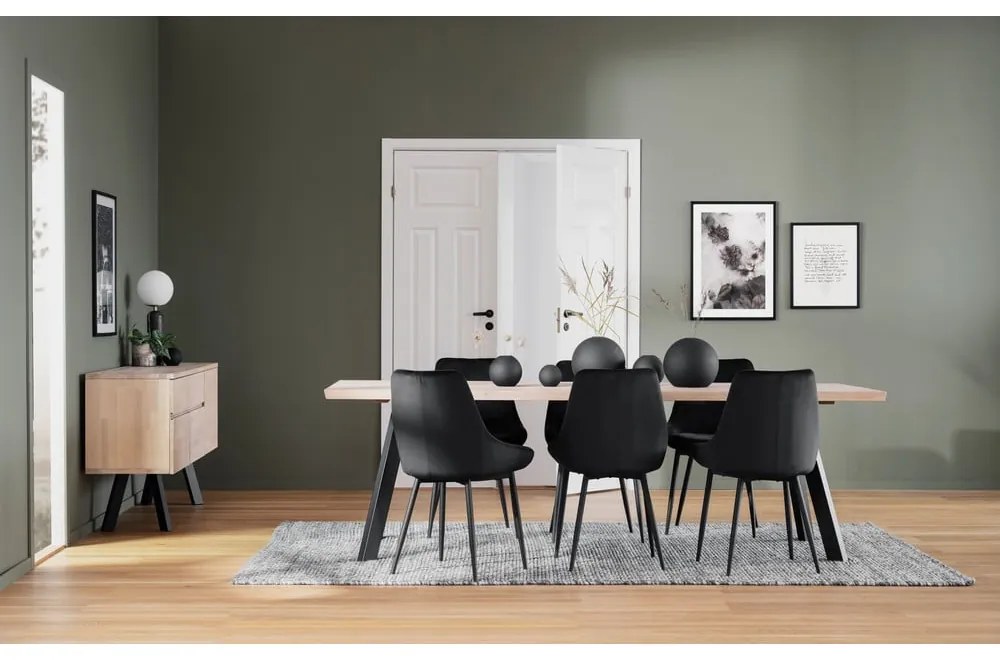 Scaune de dining negre 2 buc. din catifea Sierra - Rowico