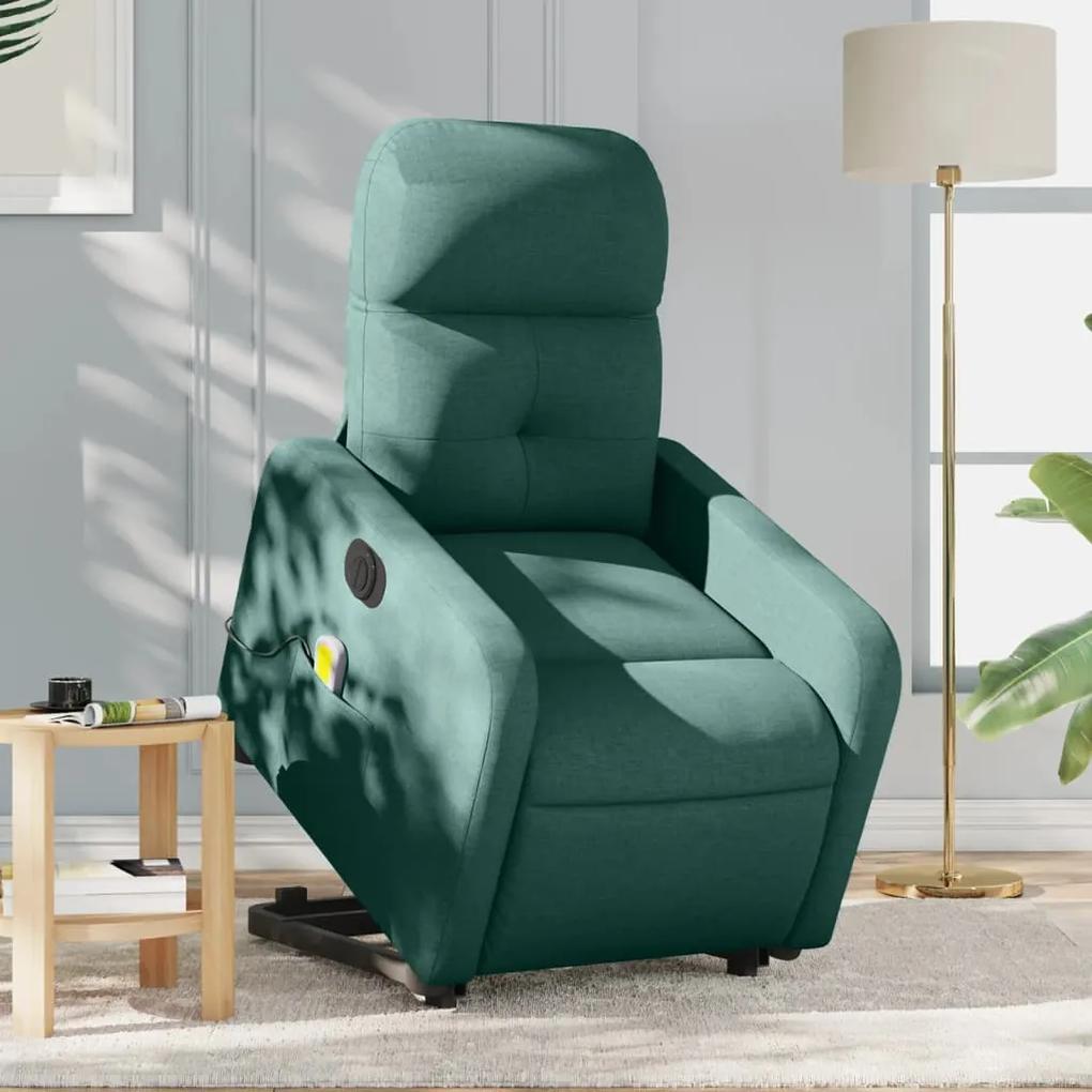 Fotoliu electric masaj rabatabil   ridicare verde inchis textil