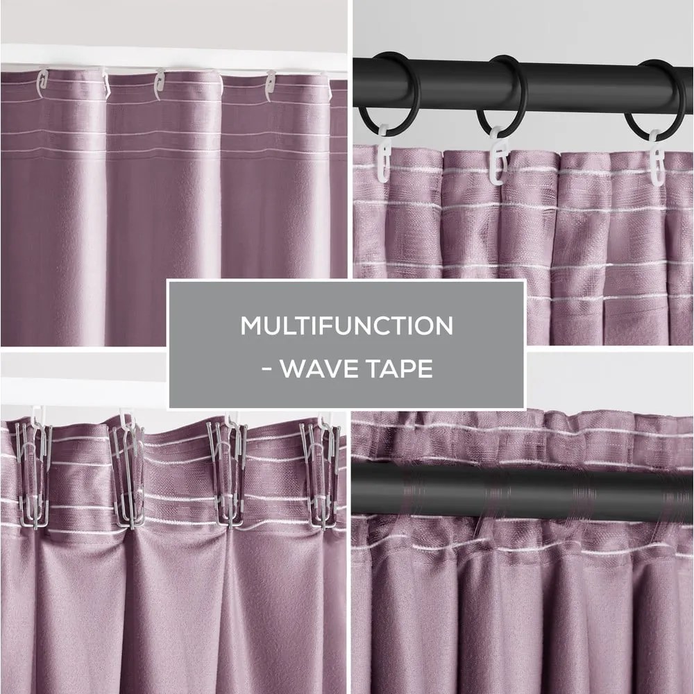 Draperie roz-deschis dimout (semi-opacă) din catifea 140x270 cm Pleat – Restilo