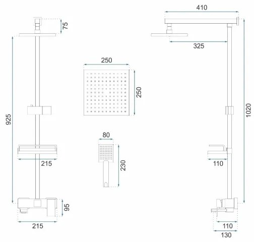 REA-P7050 - Set de duș JACK cu baterie, finisaj auriu periat