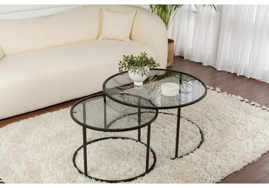 Set de măsuțe de cafea Aurum Black and Grey80 cm, 2 buc.