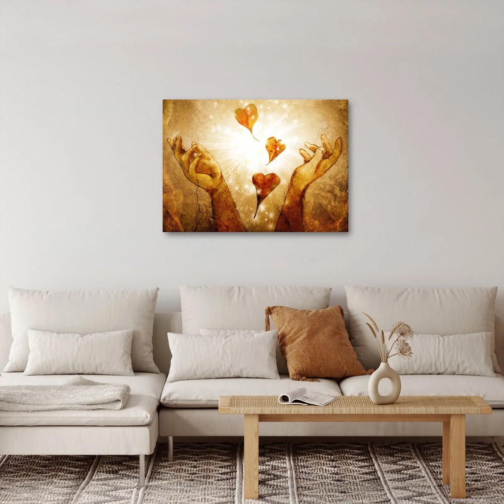 Tablou - pictura mâinilor pline de dragoste (70x50 cm)