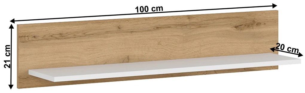 Raft 100 cm Vilgi 100 (alb + stejar wotan). 1064645