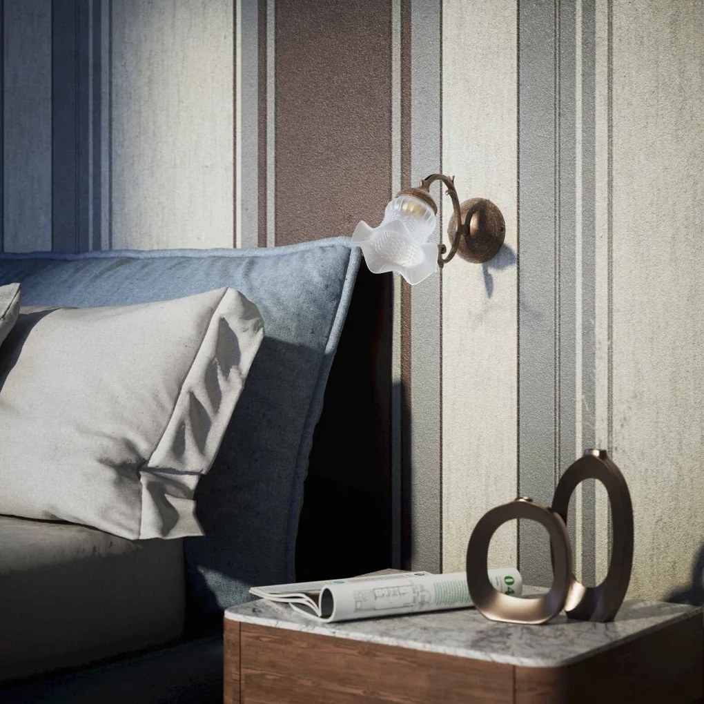 Aplica de perete stil clasic italian din alama si sticla Ricciolo