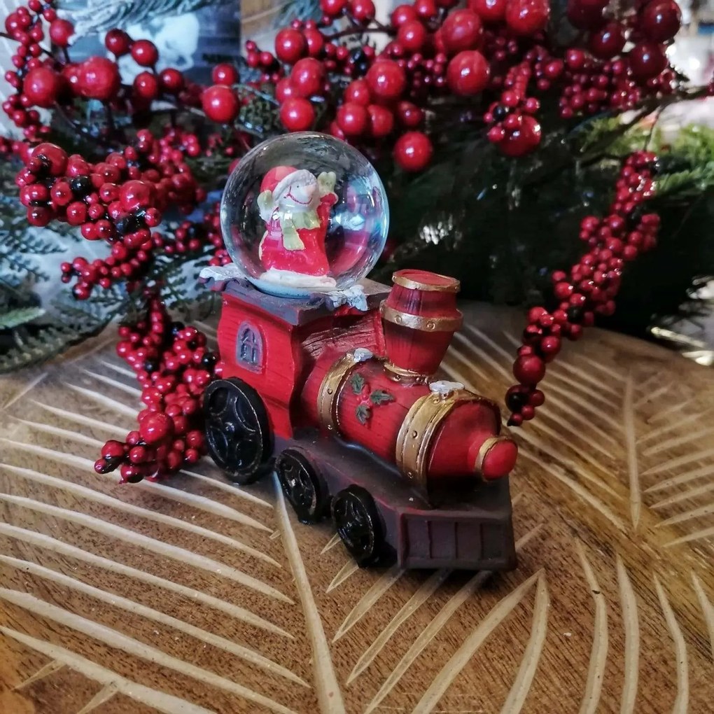 Decoratiune Christmas Train, rosu, 10x4.5 cm