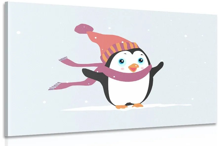Tablou pinguin drăguț cu pălărie