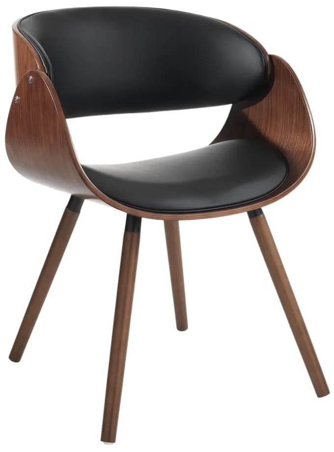 Scaun de sufragerie negru/maro închis cu cotiere tapițat Visby Evo – Tomasucci