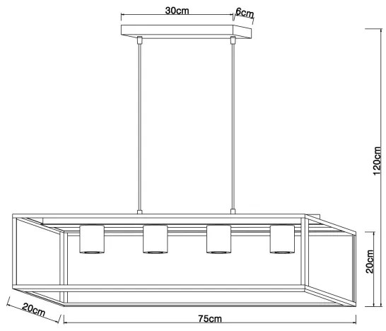 Lustră pe cablu Globo 15476-4H HAGAR 4xE27/60W/230V