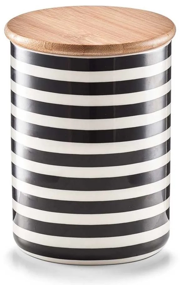 Recipient ceramic STRIPES cu capac din bambus, 580 ml, ZELLER