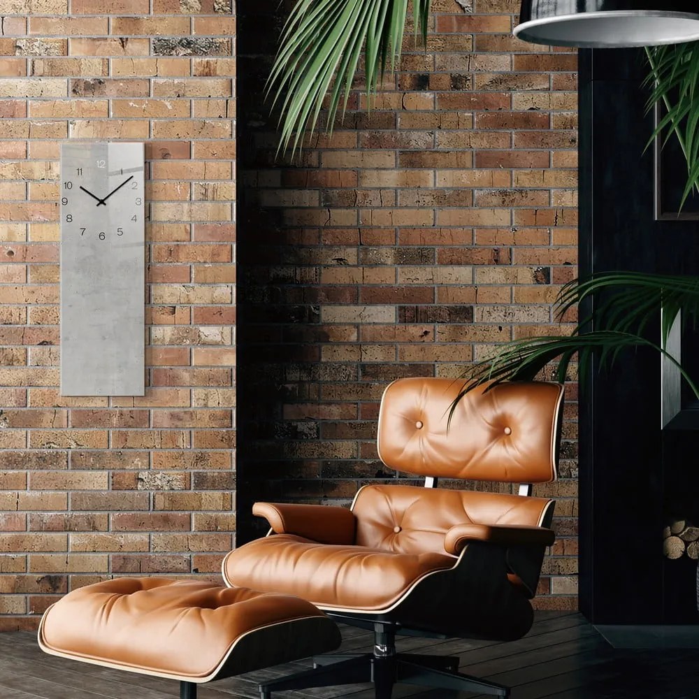 Ceas de perete Styler Glassclock Concrete, 20 x 60 cm
