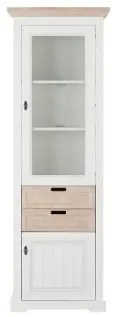 Vitrina Porto Dreapta Cu 2 Usi Si 2 Sertare Alb Si Natur, 67.5 Cm