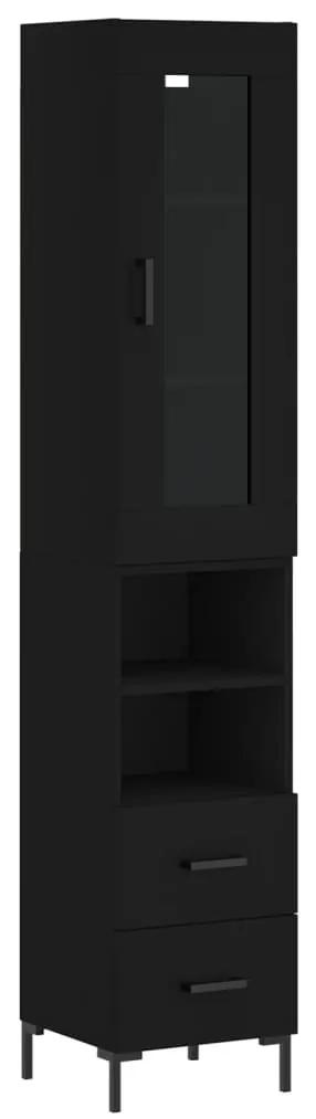 3199298 vidaXL Dulap înalt, negru, 34,5x34x180 cm, lemn prelucrat