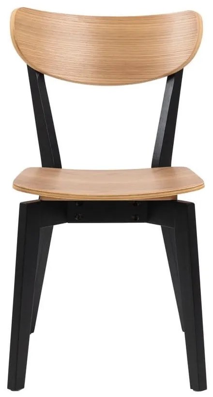 Scaun de dining cu elemente în decor de stejar Actona Roxby, negru
