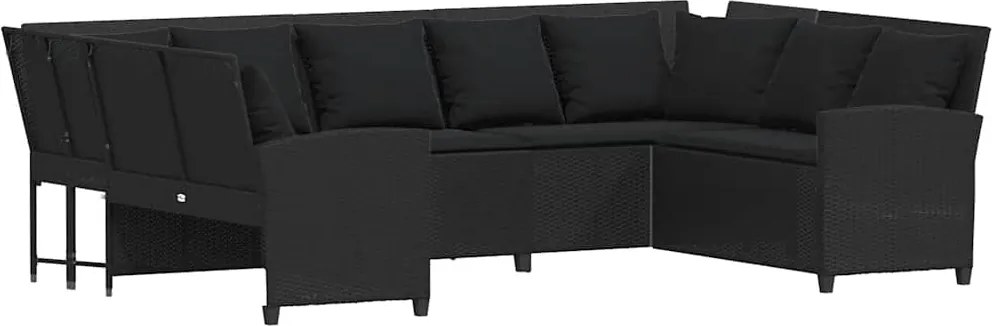 vidaXL Canapea de grădină cu perne, negru, poliratan