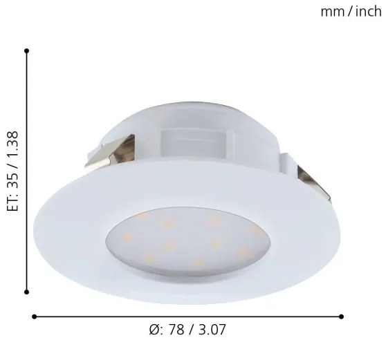 Eglo PINEDA 95817 - Spot LED încastrat, 4,9 W, 230 V