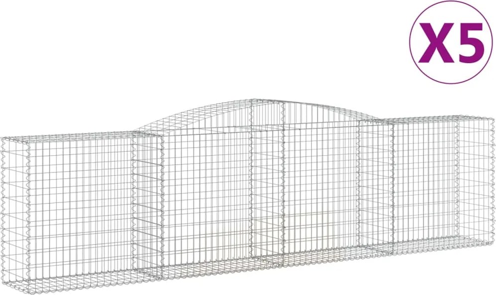 vidaXL Coșuri gabion arcuite 5 buc, 400x50x100/120 cm fier galvanizat