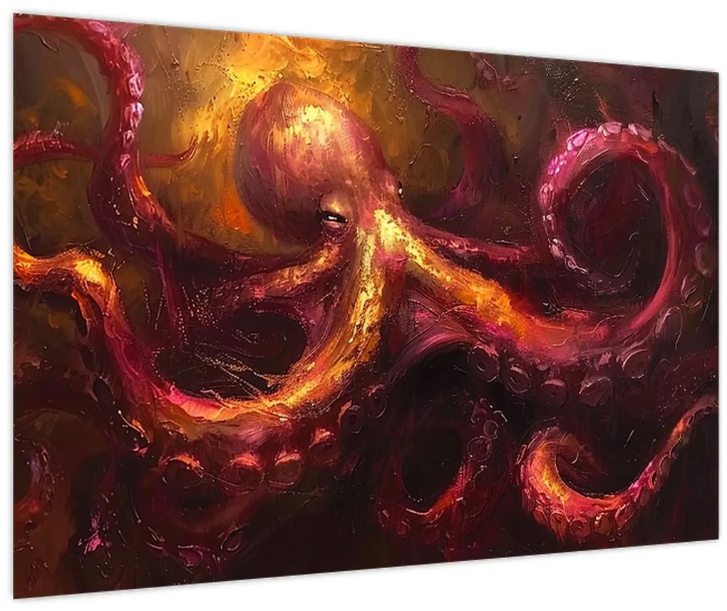 Tablou - Octopus, pictură în ulei (90x60 cm)